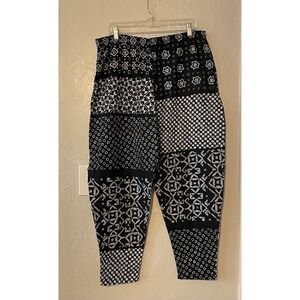 SOSTANZA - Vtg 90s NWT Black & White Geometric Print Pants Womens Medium